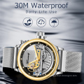 Top Brand Luxury FORSINING 171 Minimalism Design Silver Steel Waterproof Steampunk Wrist Watch Mens Automatic Skeleton Watches